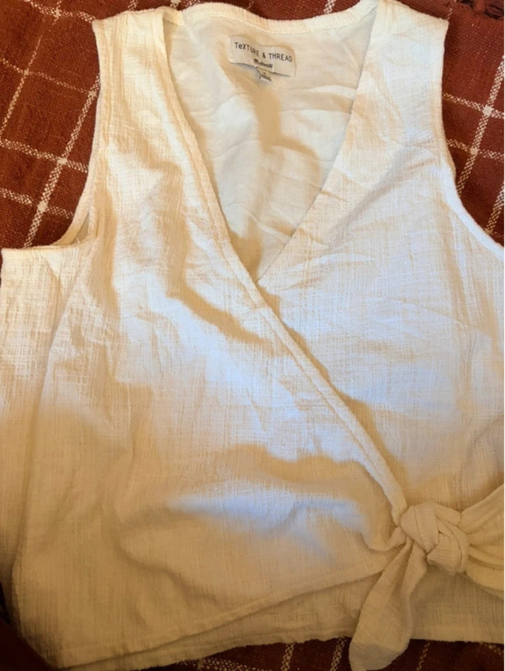 Madewell wrap tank top cream women size medium